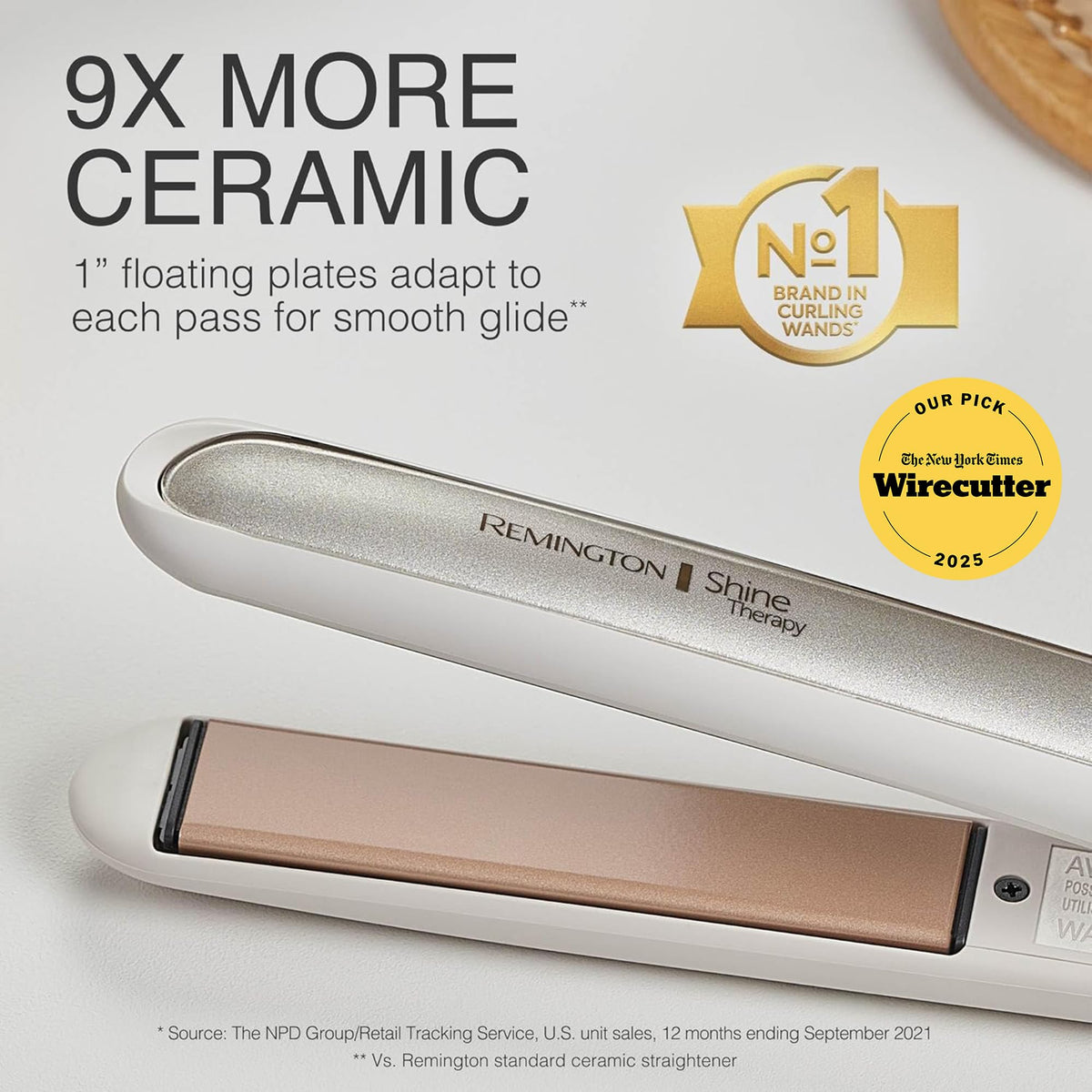 Remington Shine Therapy straightener in lifestyle setting