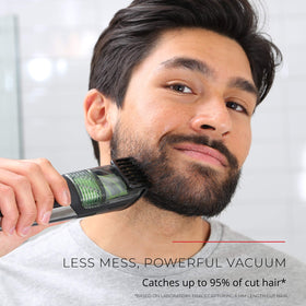 Remington Vacuum Beard Trimmer showing vacuum chamber for hair collection