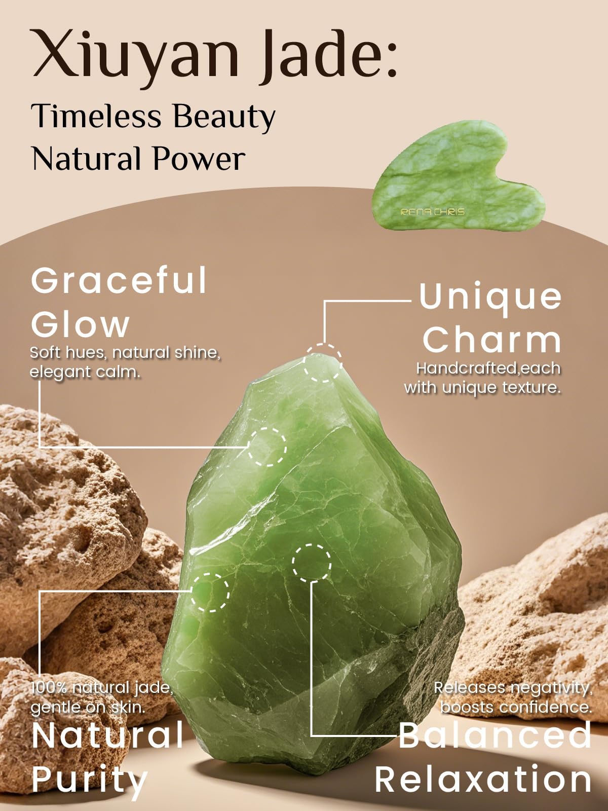 Rena Chris Gua Sha Facial Tool Mint Green in elegant box