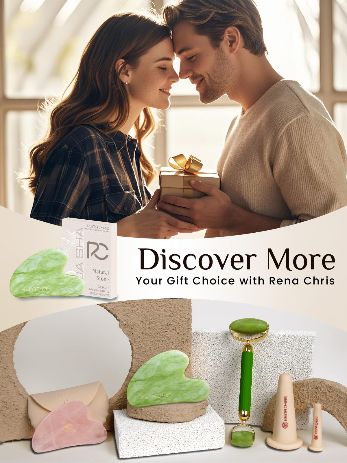 Rena Chris Gua Sha Facial Tool Mint Green lifestyle scene