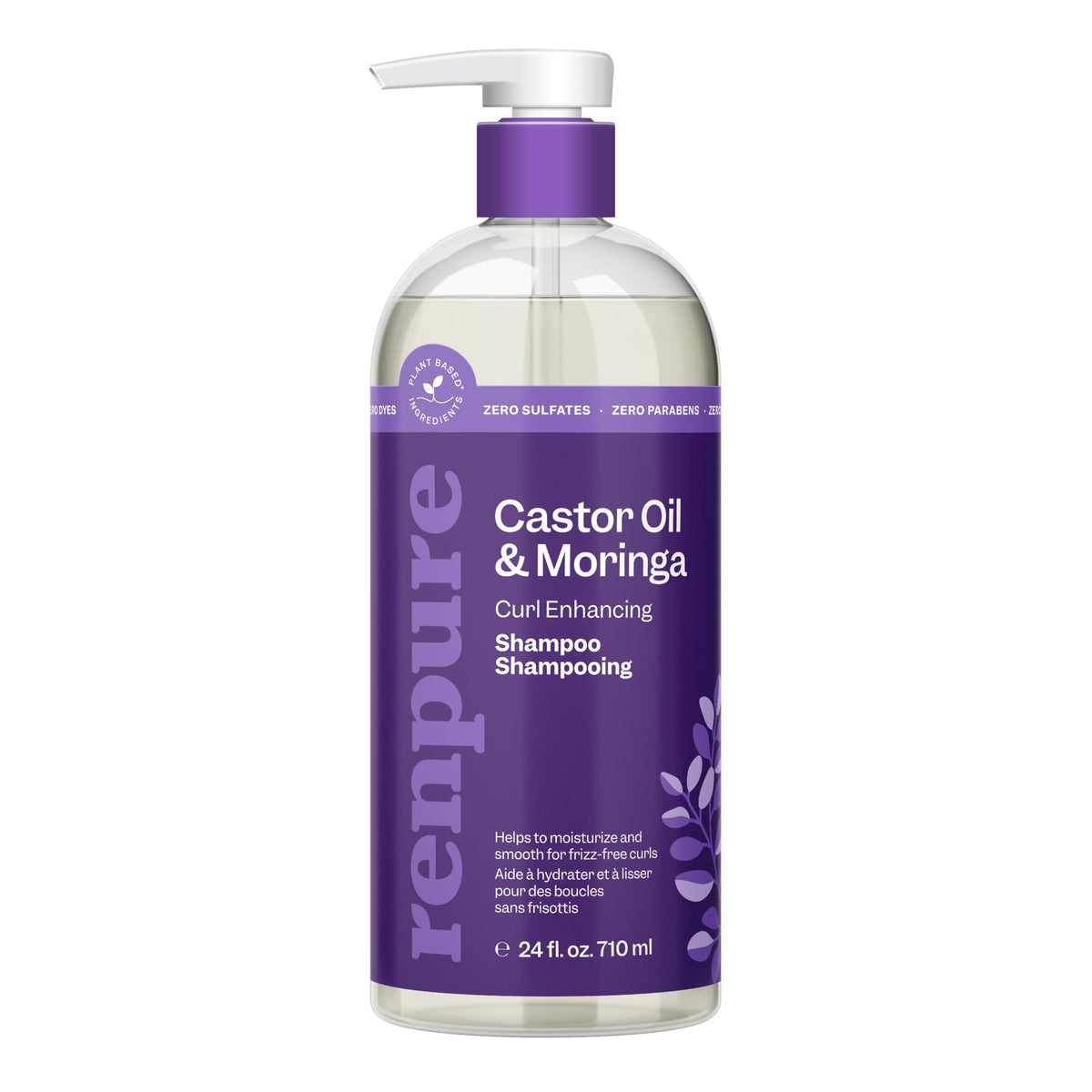 RENPURE Castor Oil & Moringa Curl support Shampoo 24oz front view