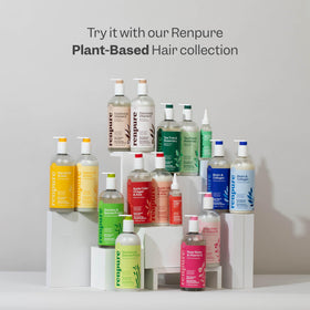 RENPURE Pomegranate & Mango Exfoliating Body Wash bottles on a bathroom shelf