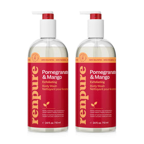 RENPURE Pomegranate & Mango Exfoliating Body Wash front view 24oz bottle