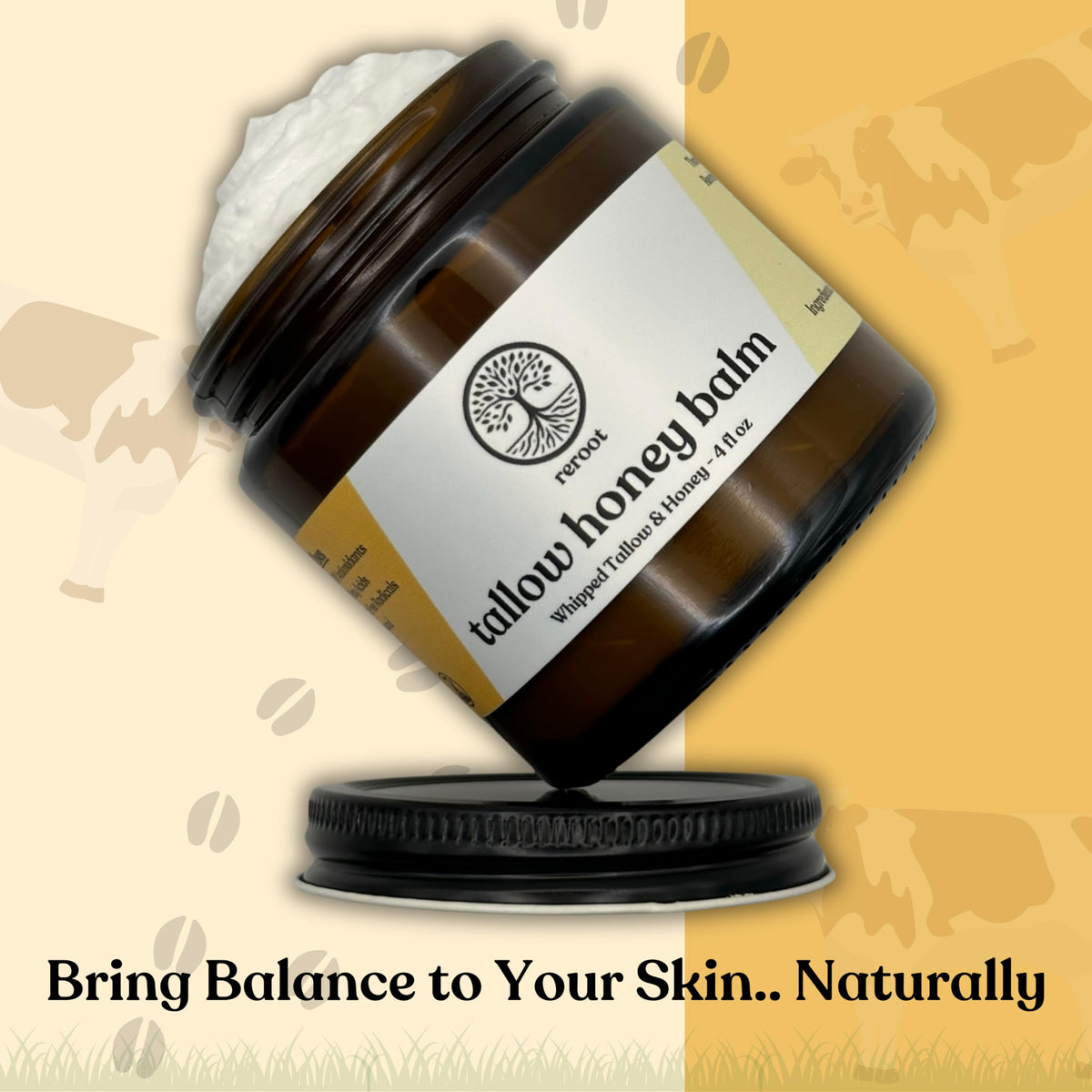 Reroot Organics Beef Tallow Balm 222g whipped texture close-up