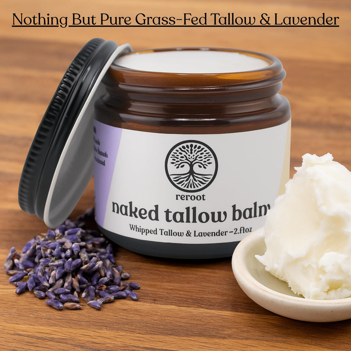 Reroot Organics Lavender Naked Tallow Balm close-up of texture