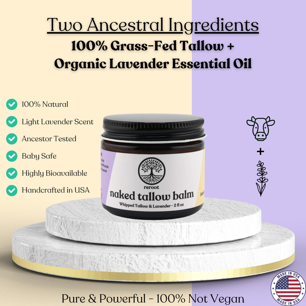 Reroot Organics Lavender Naked Tallow Balm side view