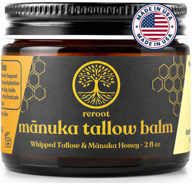 Reroot Organics Manuka Honey Beef Tallow Balm 2oz front view