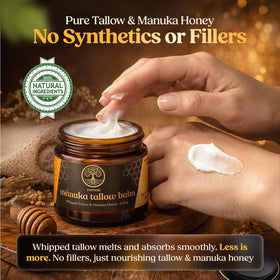 Reroot Organics Manuka Honey Beef Tallow Balm 2oz ingredients list