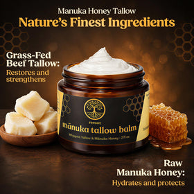 Reroot Organics Manuka Honey Beef Tallow Balm 2oz whipped texture close-up