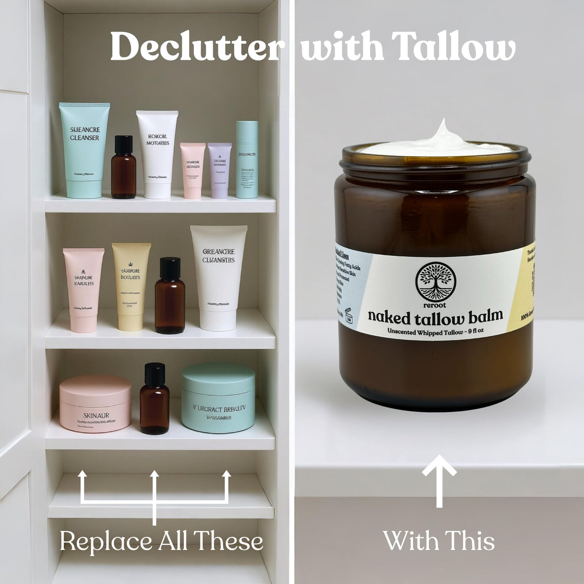 Reroot Organics Naked Tallow Balm 349g in lifestyle setting