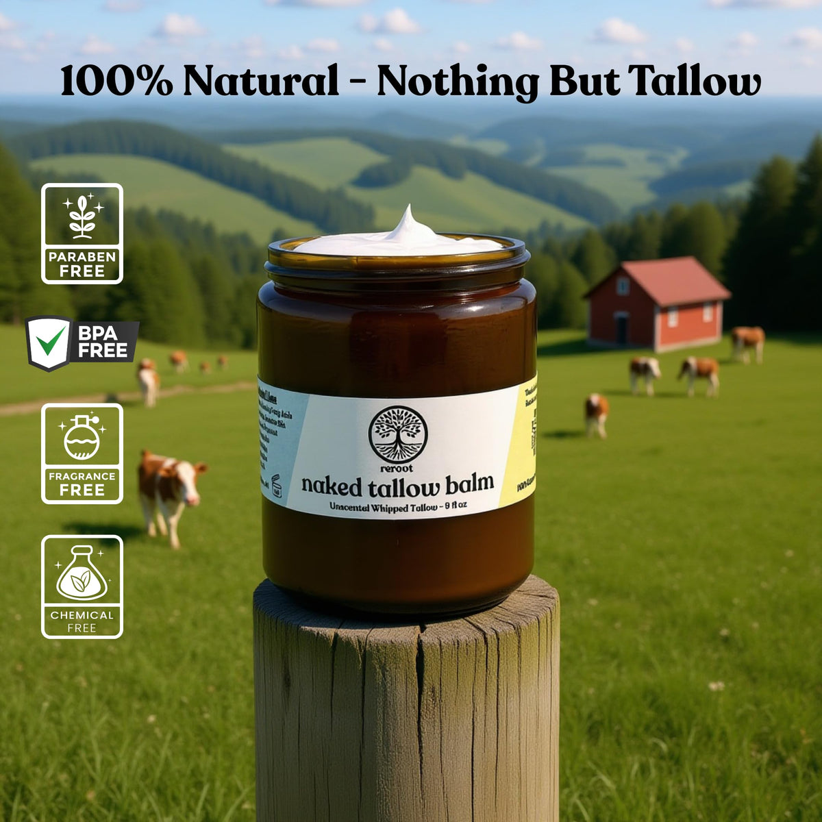 Reroot Organics Naked Tallow Balm 349g top view