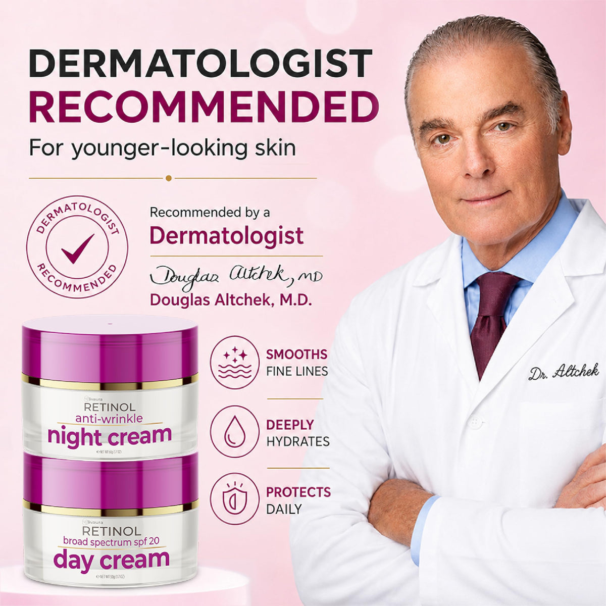 Retinol Day Cream SPF 20 being applied to skin