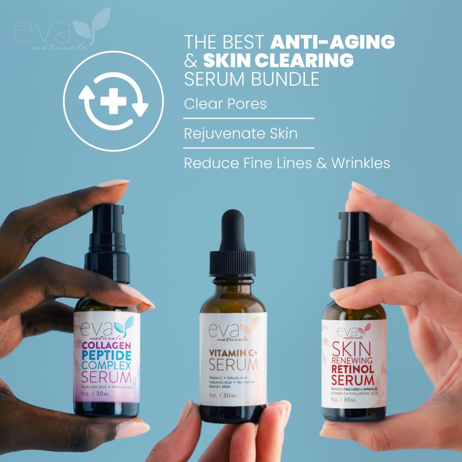 Retinol Serum from Eva Naturals displayed on a marble surface