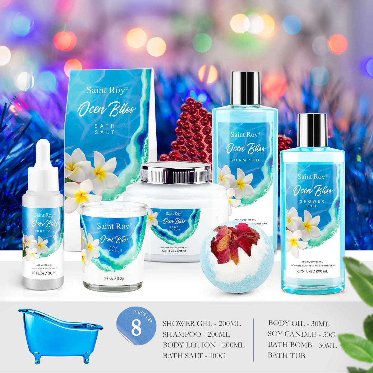 Reusable bath tub containing bath and body products