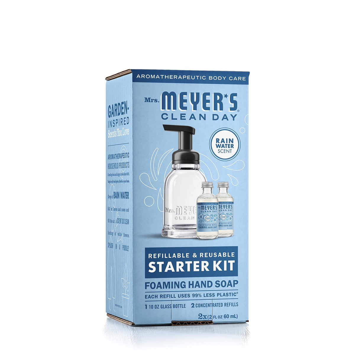 Reusable glass bottle included in Mrs. MEYER'S hand soap starter kit