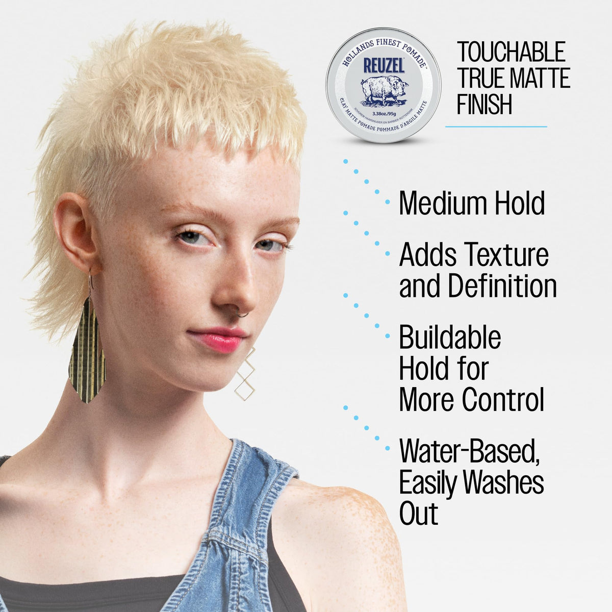 REUZEL Clay Matte Pomade 109g lifestyle application