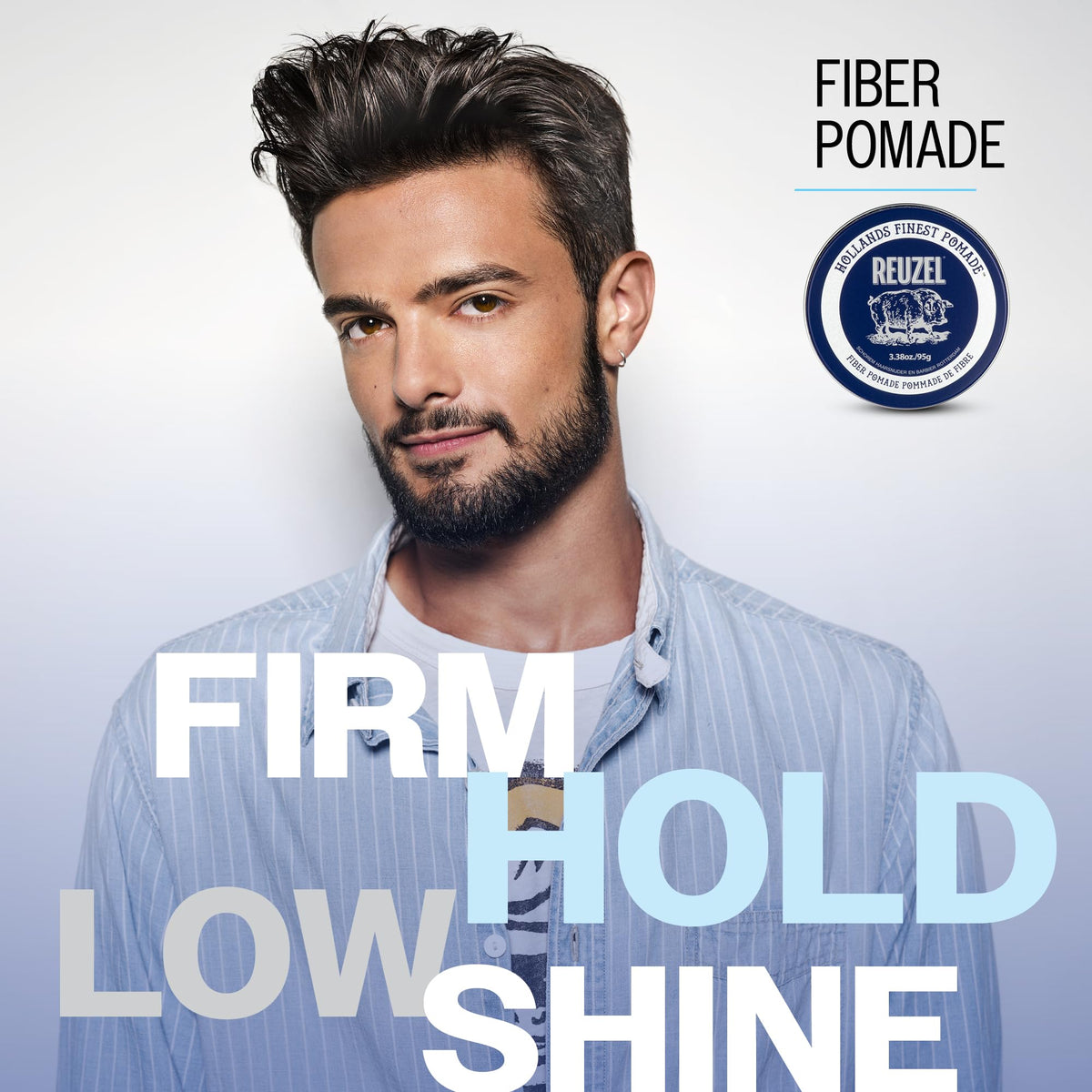 REUZEL Fiber Pomade 95g side view showing texture