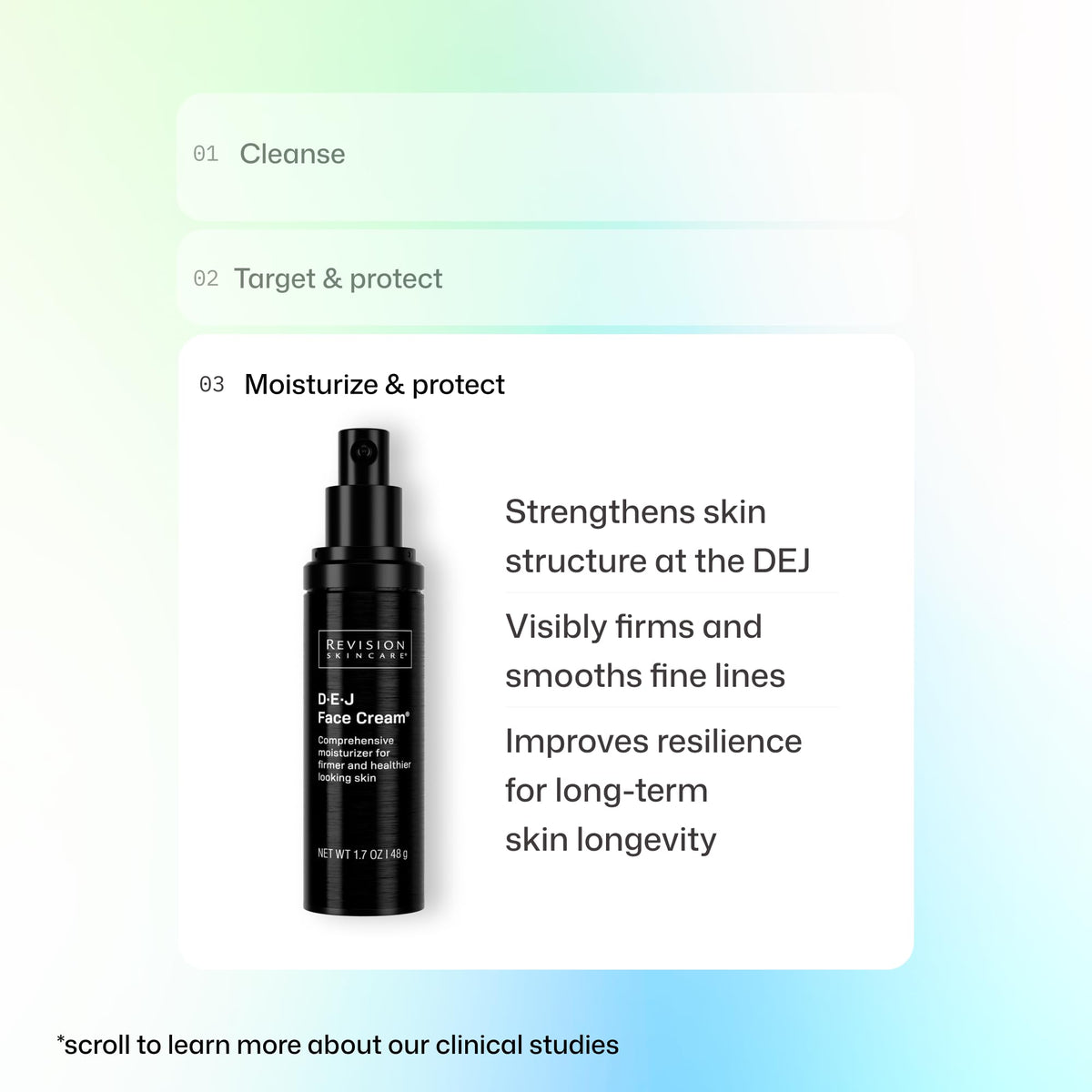 Revision Skincare D·E·J Face Cream on a vanity table