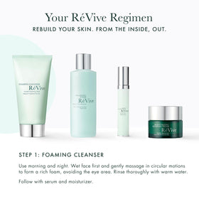 RéVive Foaming Facial Cleanser in bathroom setting