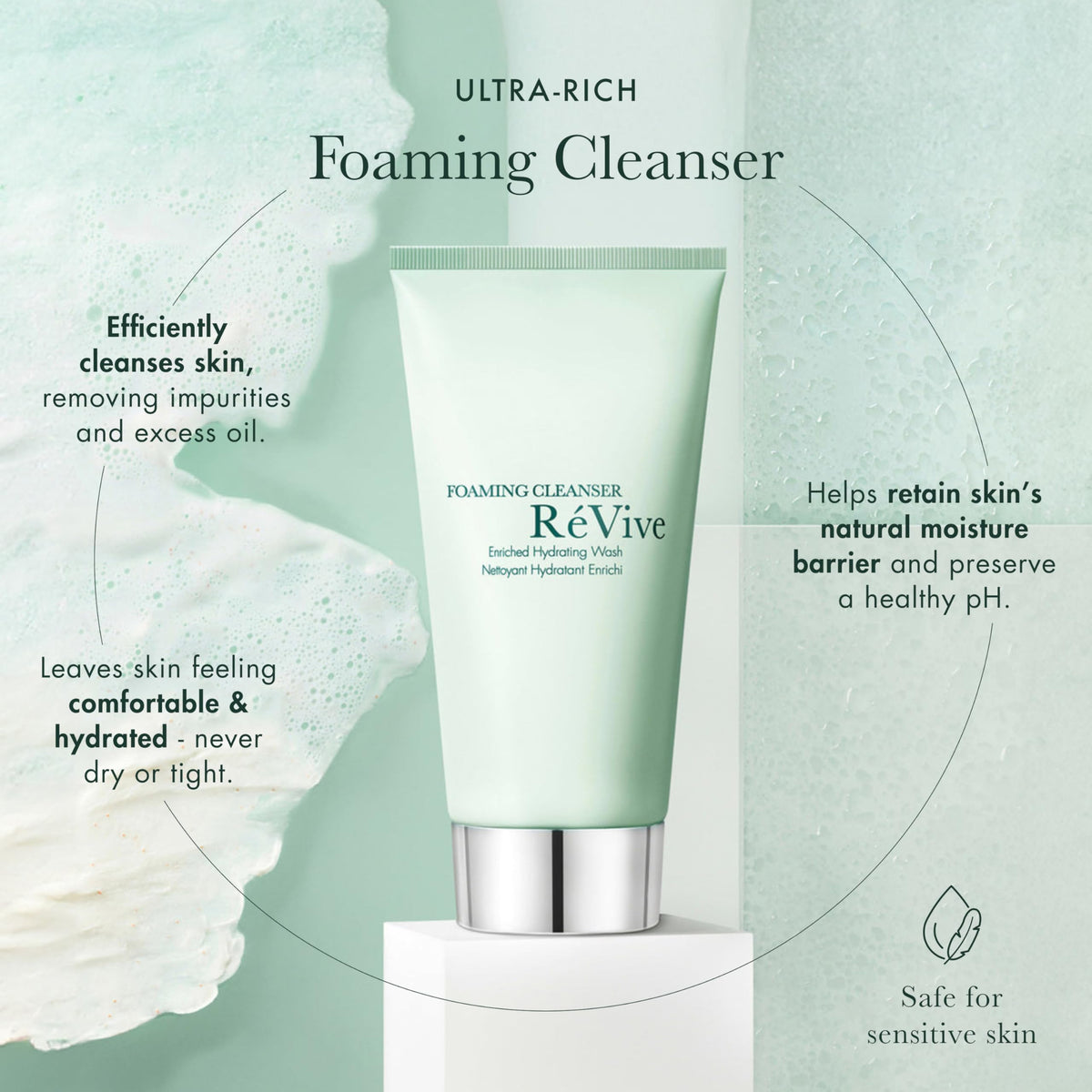 RéVive Foaming Facial Cleanser texture on hand