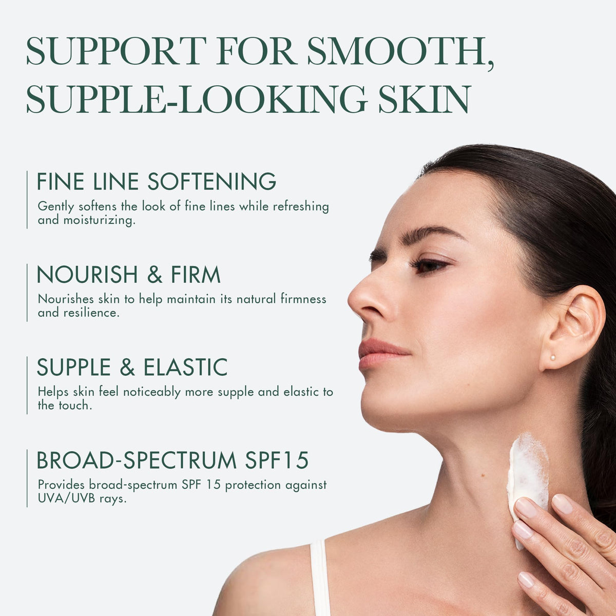RéVive Neck Renewal Cream SPF 15 application on neck