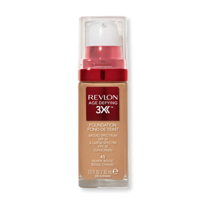REVLON Age Defying 3X Foundation 045 Warm Beige front view