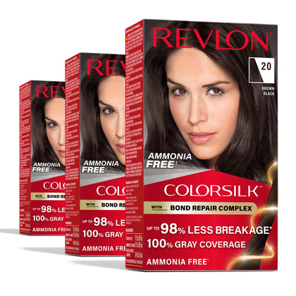 REVLON ColorSilk 20 Brown Black 3pk front view