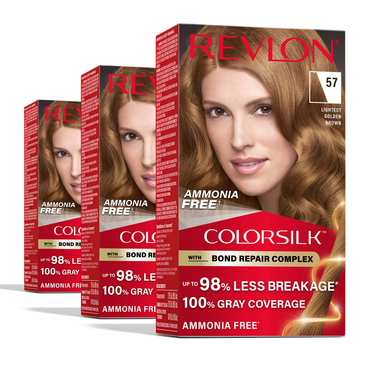 REVLON ColorSilk 57 Lightest Golden Brown Hair Colour packaging front view