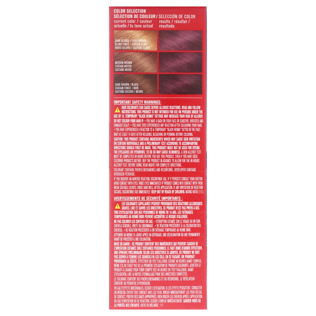 REVLON Colorsilk Beautiful Color Deep Burgundy hair dye back view with instructions
