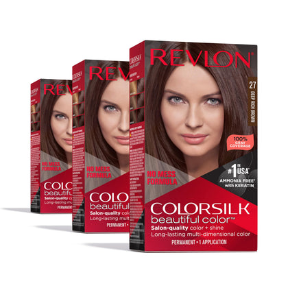REVLON Colorsilk Beautiful Colour Permanent Hair Colour 27 Deep Rich Brown pack front view