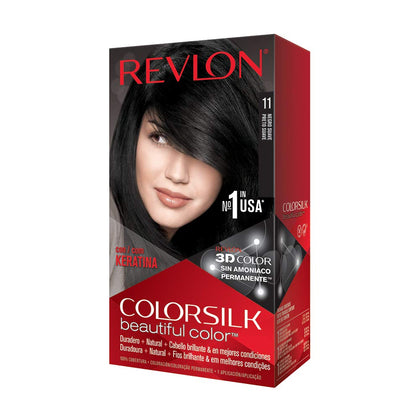 REVLON ColorSilk Beautiful Colour Soft Black hair dye kit front view