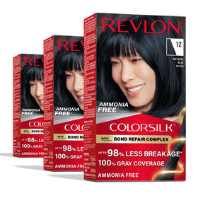 REVLON ColorSilk Hair Color 3pk Natural Blue Black front view