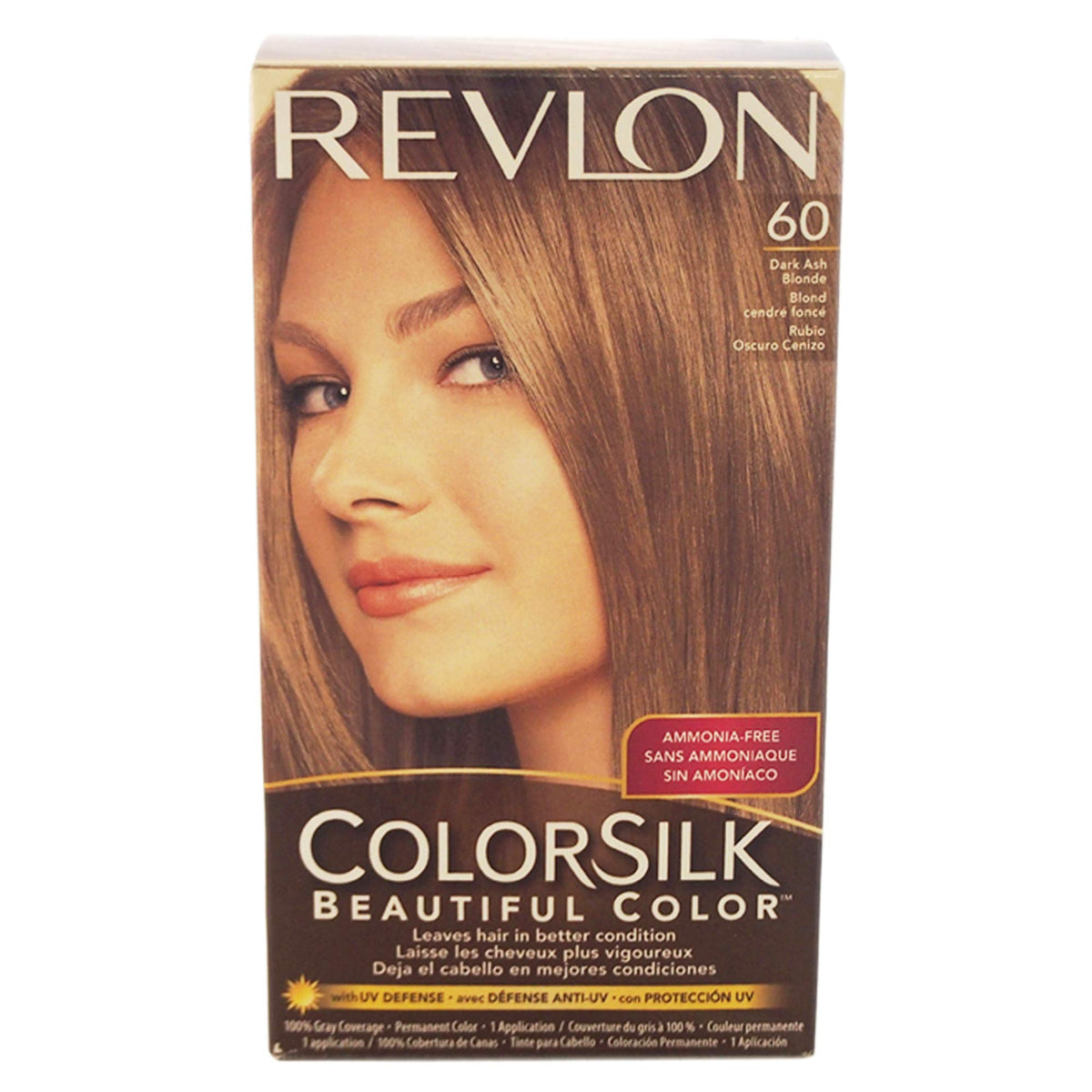 REVLON Colorsilk Hair Color 60 Dark Ash Blonde pack front view