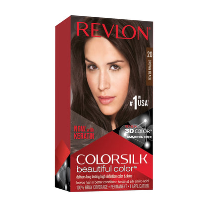 REVLON ColorSilk Hair Colour 20 Brown Black front view