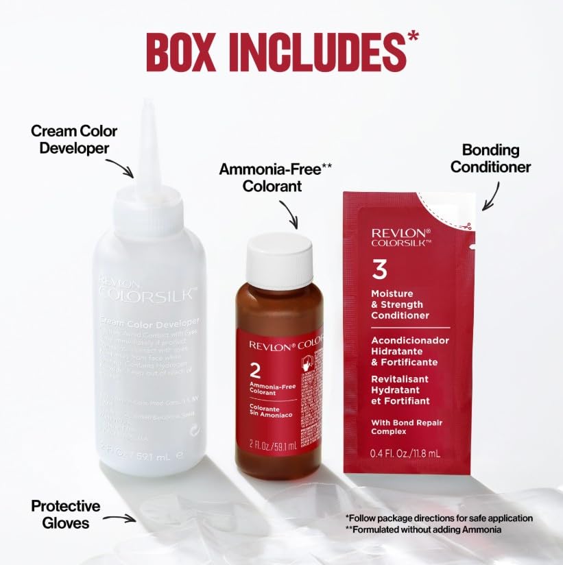 REVLON ColorSilk Hair Colour 34 Deep Burgundy developer and conditioner