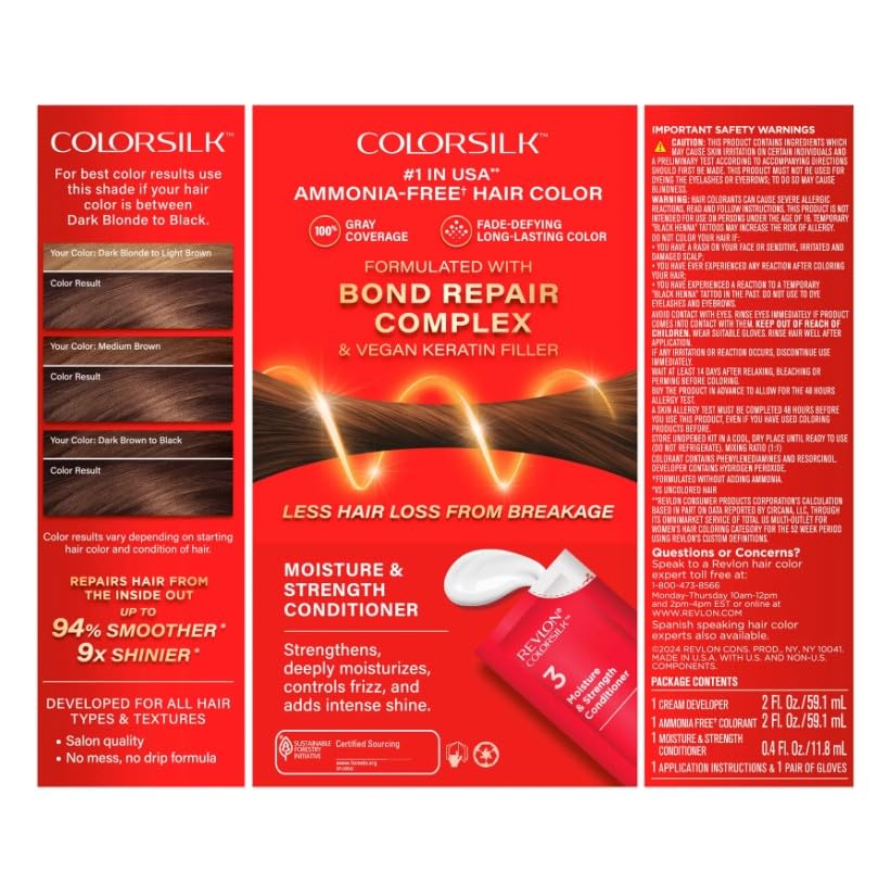 REVLON ColorSilk Hair Colour Medium Golden Brown application instructions