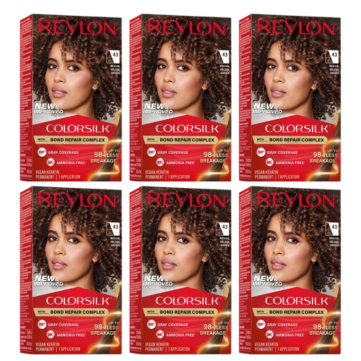 REVLON ColorSilk Hair Colour Medium Golden Brown pack front view