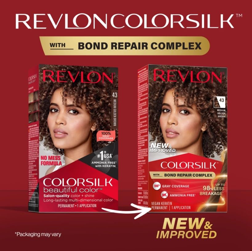 REVLON ColorSilk Hair Colour Medium Golden Brown with model