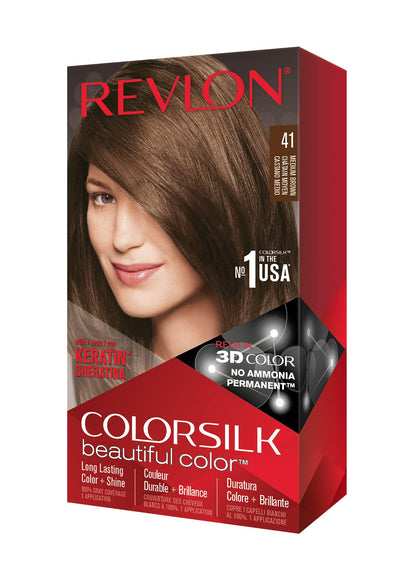 REVLON ColorSilk Haircolor Medium Brown front view with packaging