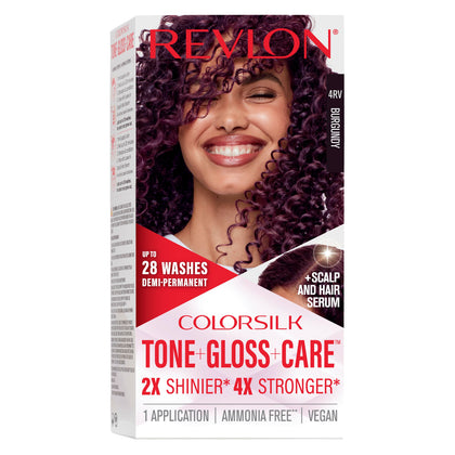 REVLON ColorSilk Tone + Gloss + Care Demi-Permanent 4RV Burgundy front view