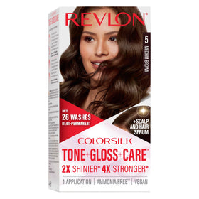 REVLON ColorSilk Tone + Gloss + Care Demi-Permanent 5 Medium Brown packaging front view