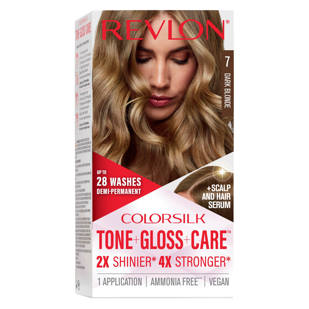 REVLON ColorSilk Tone + Gloss + Care Demi-Permanent 7 Dark Blonde packaging front view
