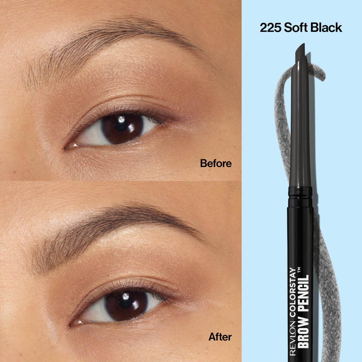 REVLON ColorStay Brow Pencil Soft Black with spoolie brush