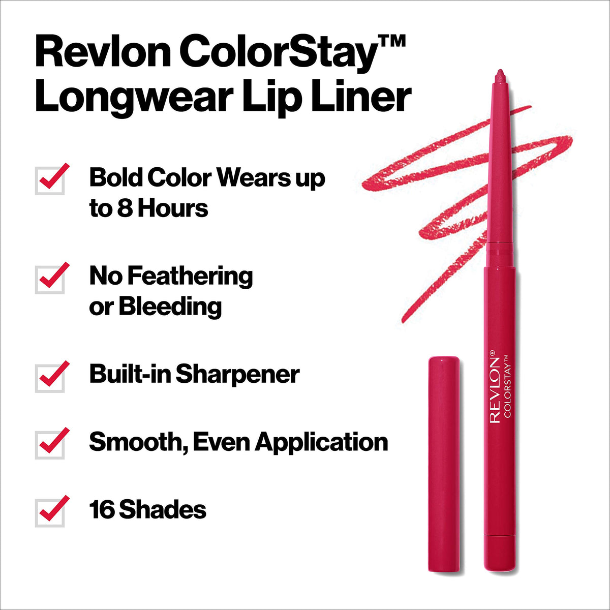REVLON ColorStay Lip Liner 713 Ruby with built-in sharpener