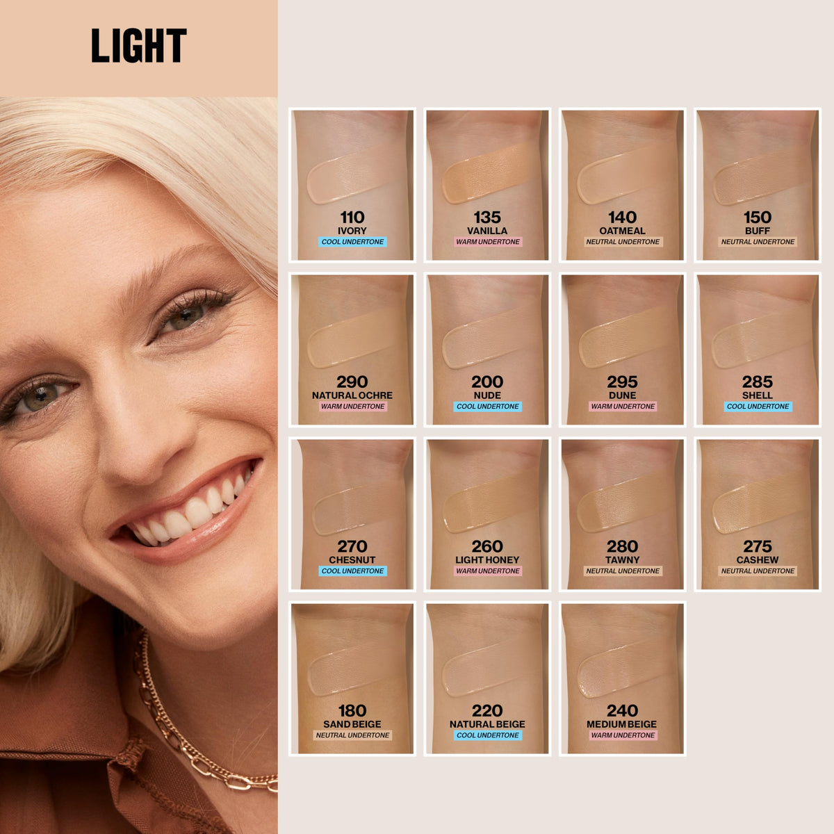 REVLON Colorstay Longwear Foundation 270 Chestnut with makeup brushes