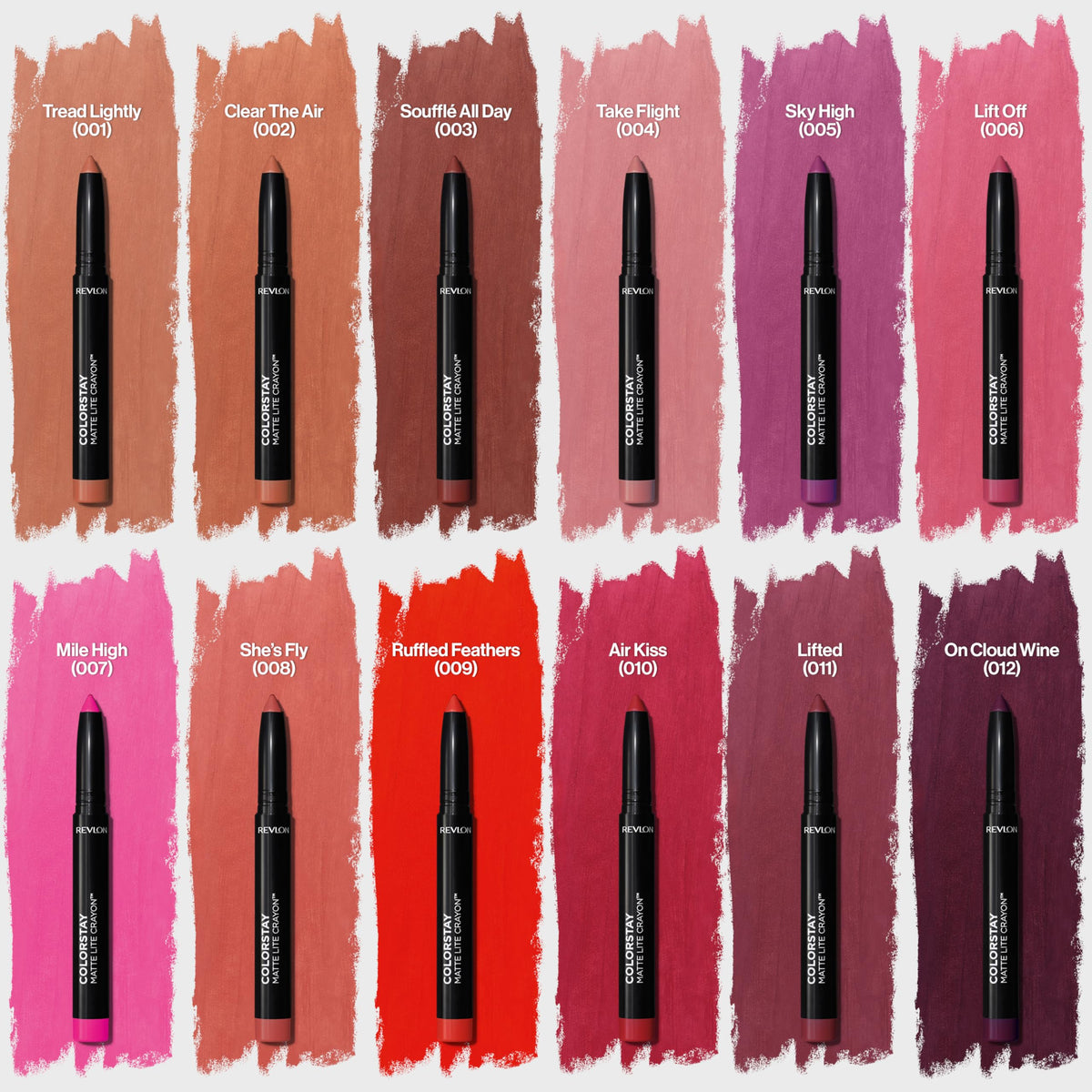 REVLON ColorStay Matte Lite Lipstick Crayon 012 On Cloud Wine applied on lips