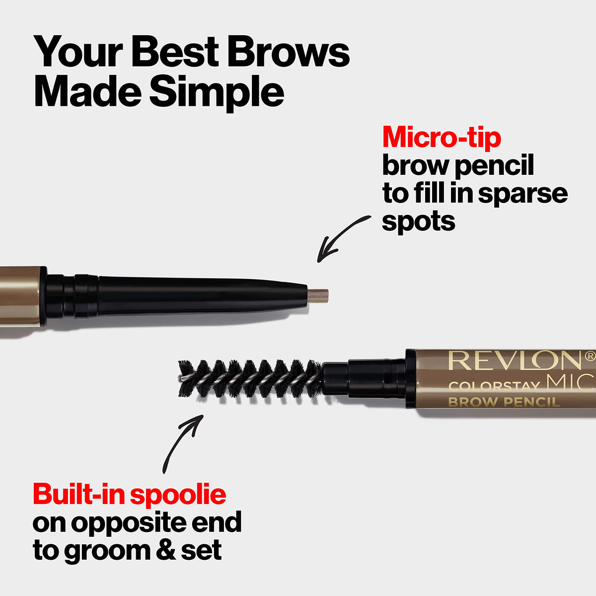 REVLON ColorStay Micro Brow Pencil 450 Blonde on a makeup table