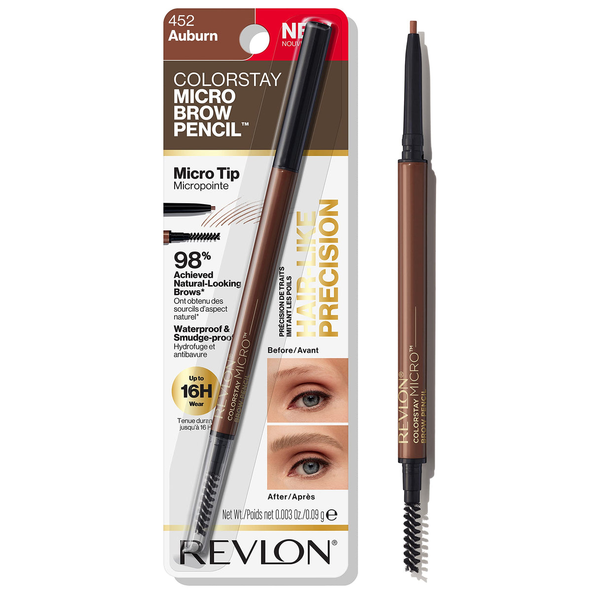 REVLON ColorStay Micro Eyebrow Pencil 452 Auburn front view