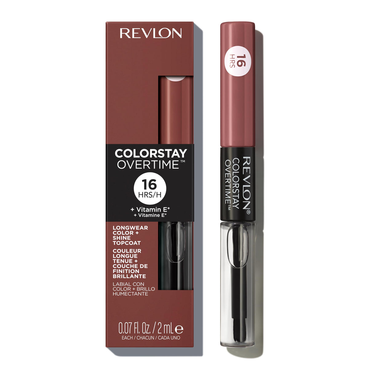 REVLON ColorStay Overtime Lipcolor 320 Faithful Fawn top coat close-up