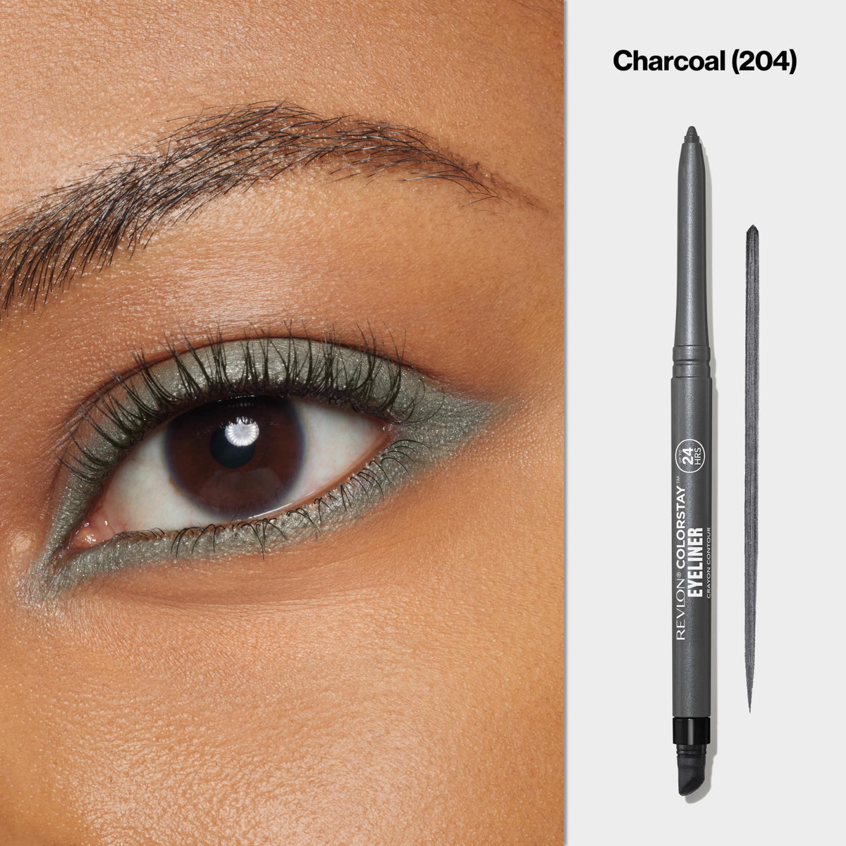 REVLON ColorStay Pencil Waterproof Eyeliner 204 Charcoal with built-in sharpener